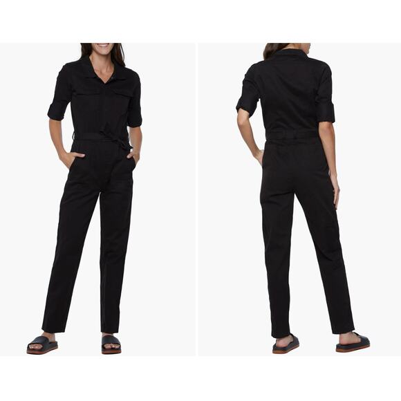 Wash Lab Denim Hi-Bar Long Sleeve Denim Jumpsuit in Black Size Large - Picture 1 of 6